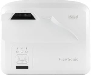 Mặt trên máy chiếu ViewSonic LS832WU - ống kính siêu gần, bảng điều khiển, dòng Luminous Superior