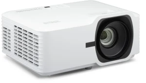 Máy chiếu ViewSonic LS630HD góc nghiêng phải - khe tản nhiệt, logo ViewSonic, nguồn sáng laser thế hệ 3