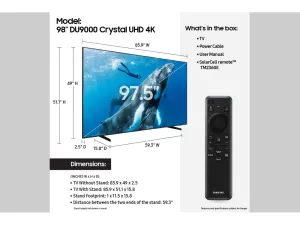 Tivi Samsung UA98DU9000 98 inch Crystal UHD 4K Smart TV chính hãng