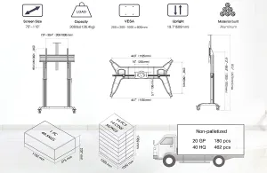 Chân tivi di động NB-TW100 North Bayou nâng hạ điện bằng remote - giá treo tivi 75-110 inch tải 136kg