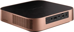 Máy chiếu di động ViewSonic M2W góc sau trái - loa Harman Kardon 2x3W và cụm cổng kết nối đầy đủ