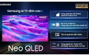 Tivi Samsung QA55QN80F bộ xử lý NQ4 AI Gen2, âm thanh OTS Lite + Dolby Atmos
