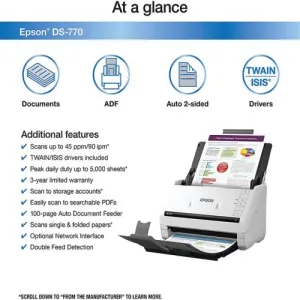 Máy quét Epson WorkForce DS-770II - Scanner A4 hai mặt 45 trang/phút
