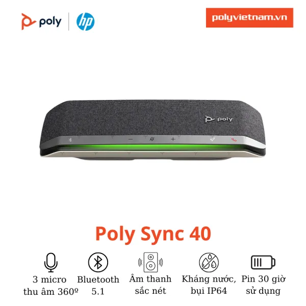 Loa hội nghị Poly Sync 40 - Speakerphone USB/Bluetooth cho phòng họp vừa