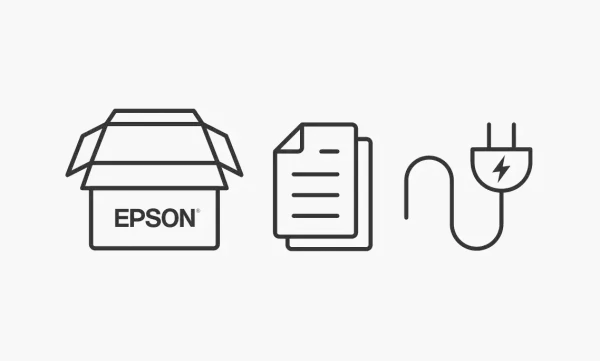 Trọn bộ phụ kiện trong hộp Epson L121 gồm máy in mực 4 chai cáp USB nguồn