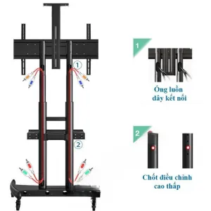 Chân tivi di động NB AVA1800-70-1P North Bayou khung sắt - giá treo tivi 55-90 inch tải 90,9kg có bánh xe