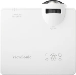 Máy chiếu ViewSonic LSC600WU-ST nhìn từ trên - bảng điều khiển, ống kính chiếu gần, Luminous Superior