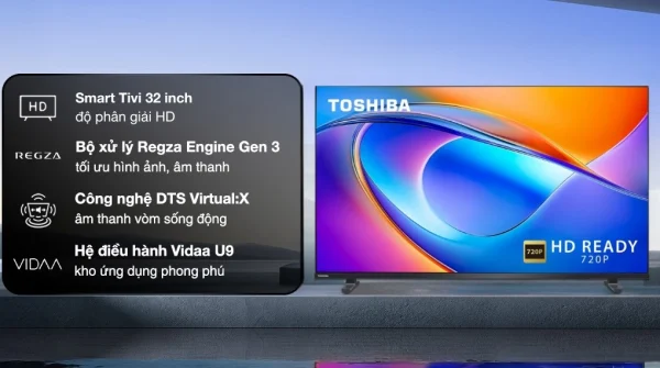 Smart Tivi Toshiba 32 inch 32V35RP HD - thiết kế viền mỏng cho phòng nhỏ