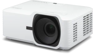 Máy chiếu ViewSonic LSD400HD Laser Full HD - góc nghiêng trái, ống kính laser, thân máy trắng