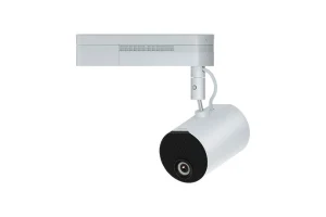 Máy chiếu Epson LightScene EV-100 góc nghiêng trái - đầu chiếu trụ tròn trên tay gắn ray đèn