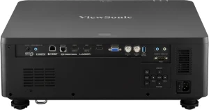 Cổng kết nối máy chiếu ViewSonic LS950WU - HDBaseT, 2 HDMI 2.0 HDCP 2.2, HDMI out, VGA in, 3D Sync In/Out BNC, USB-A, RS-232, RJ45 LAN, bảng lens shift