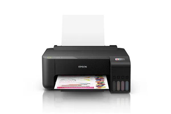 Máy in Epson EcoTank L1216 toàn cảnh mặt trước với hệ thống mực liền thân